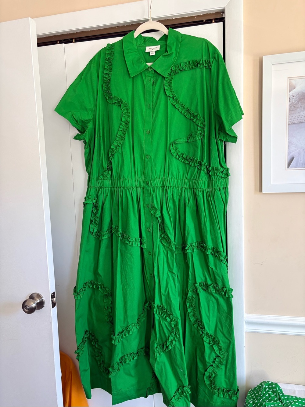 EUC Kate Spade for Target Women's Green Ruffle Button-Front Dress